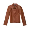 Women's Leather Jacket Women Caramel 3XL 4XL Short Slim PU Coat Spring Autumn Korean Fashion Chic Moto Clothing Stylish