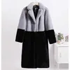 Cappotto da donna Cappotti lunghi patchwork da donna Giacche in pelliccia taglie forti Cappotto lungo in pelliccia sintetica Abbigliamento invernale casual da donna 15Z7WK