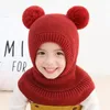 Bérets d'hiver pour bébé, chapeau tricoté chaud pour enfants, adapté aux nourrissons féminins et masculins, écharpe à double couche