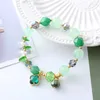 Charm Bracelets Green Agate Crystal Bracelet for Women with Sweet and Elegant Four-leaf Clover Pendant Ideal Gift Classmates Girlfriends