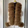 FURE FURA FUA FUA FUA Kobiety Faux Fur Knit Swater sweter sweter Spring Autumn Elegancki dzianin ze sztucznym futrem kołnierzem damski płaszcz futra 231109