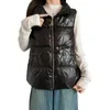 Gilets pour femmes Femmes Gilet d'hiver épaissi rembourré coupe-vent coton sans manches poches à revers fermeture à glissière dame gilet