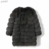 Women's Fur Faux Fur 2023Natural Real Fox Fur Overcoat Women's Warm Winter Jacket Vest Luxury Long Furry Fur Coat Removable Sleeves Autumn Big SizeL231016