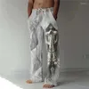 Pantalones de hombre cómodos pantalones de cintura suelta esqueleto estampado de anime patrón de calavera elástico hombres S-3XL