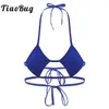 Bras TiaoBug Mujeres Halter Forma rómbica Tazas sin respaldo Auto-Tie Mini Micro Bikini Bra Tops Femenino Color Sólido Sexy Lencería Bralett271j