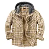 Chemises décontractées pour hommes Plaid Lâche Euro Taille Streetwear Manteau Chaud Automne Hiver Mâle Vêtements Boutons Sweats à capuche