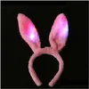 Andra festliga partier Cosplay Plush Rabbit Ear LED Hårhår blinkande Glow pannband krona hjärta ljus upp tillbehör hallowee dh5zw