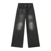 Jeans masculinos syuhgfa vintage baggy denim calças 2023 streetwear perna larga calças soltas moda angustiado em linha reta