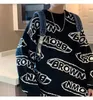 Kamizelki męskie Korea Fashion Fashion Swater okrągły szyi Koszulka Sweter Street Letter Printed Harajuku Tops workowate męskie pulovery