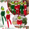 Dekoracje świąteczne 30 cm Red Green S Doll Plush Toys Monster Elf Miękkie nadziewane lalki Dekoracja drzewa z kapeluszem dla dzieci Dro DH492