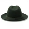 Berets Green Wool Fedora Hat Women Men S-XL Size Black Color Floppy Panama Ladies Dress Elegant Dress