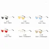 Sunglasses Punk Metal Triangle Semi-Rimless Women 2023 Cool Retro Red Lens Small Frame Shade Eyewear 90s Hip Hop Men Sun Glasses