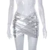 Rokken Skmy Y2k Kleding 2023 Lente Pu Leer Bodycon Mini Rok Casual Voor Vrouw Effen Kleur Zilver Nachtclub outfits