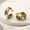 زهرة Hoop Diamond Earrings Stud Womener Engring arring Vintage Hollow Letter