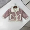 new rabbit hair Jacket for boys and girl Winter baby Warm Coats Size 90-140 CM Checkered full print Kids Outwear Oct15