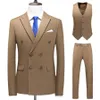 3pieces Wedding Suit Men Odzież Moda Podwójnie piersi Solid Slim Fit Business Formal Nur Casual Tuxedo Sukienka plus rozmiar 6xl Me264X