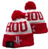 Rockets Beanies Los Angeles Houston Cap Wool Warm Sport Gebreide hoed Basketbal Noord -Amerikaanse team Striped Sideline USA College Cuffed Pom Hats Men Women Women