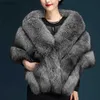 Women's Fur Faux Fur 2023 Winter Faux Fur Coats luxury fox fur imitation mink fur poncho bridal wedding dress shl cape women vest fur coatL231016