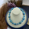 Cadenas Vintage Material antiguo de alta calidad Accesorios de collar de esmalte azul para mujeres