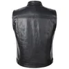 Men's Vests 2023 The Latest Solid Color Vest Motorcycle Standing Collar Leather For Men Pu Coat