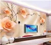 Sfondi Carta da parati moderna personalizzata 3D Rose Vine Sfondo giallo Muro TV Sfondo Camera da letto Carta Po