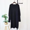Casual Dresses Korean Simple Long Sweater Slim Dress For Women Knitted V Neck Elegant Casuals Female A-line Solid Harajuku White