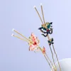 Hair Clips Vintage Butterfly Sticks For Women Retro Pearl Ball Chopsticks Disk Hairsticks Hairpins Fashion Accessories