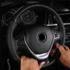 Steering Wheel Covers Carbon Fiber Car Steering Wheel Cover SeW DIY Hand Stitch PU Leather Protector Braiding Cover For Steering Wheel 38 cm Q231016