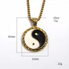 Pendentif Colliers Style chinois Mode Rétro Hip Hop Tai Chi Bagua Chaîne de collier en acier inoxydable pour hommes