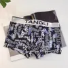 4 pares de roupa íntima masculina de verão, cintura média, seda gelada, sem costura, ultrafina, respirável, moda estampada, tendência, boxers confortáveis