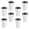 Gobelets jetables pailles, 50 pièces, isolation du café à emporter, tasse en papier Double couche avec couvercle (8oz 280ml)