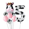 Decorazione per feste 8 pezzi palloncini rosa con stampa mucca occidentale con numero di lamina da 40 pollici 1-9 per ragazze compleanno cowboy tema fattoria per bambini
