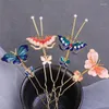 Hair Clips Vintage Butterfly Sticks For Women Retro Pearl Ball Chopsticks Disk Hairsticks Hairpins Fashion Accessories