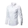 Erkekler Elbise Gömlek Erkek Elastik Beyaz İnce Uygun Uzun Kollu Düğme Down Resmi İş Gömlek Erkekler Kolay Bakım Iron Non Feardise Homme 4xl