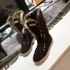 Vrouwen Snowboots Platform Leren Winterlaarzen Dikke Pluche Waterdichte suède Laarzen Mode Vrouwen Winterschoenen Warm Bont BotasTOP Kwaliteitslaarzen Volledig bont