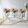 Candle Holders Glass Holder 3 Arms Candelabra Wedding Stół