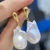 Dangle Earrings Natural Baroque White South Sea Pearl Pendant 925s SILVER