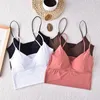 Camisoles Tanks 여성 섹시한 브라 란제리 무선 Bralette 패딩 스트랩 실크 실크 탑 피트니스 Brassiere