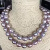 Noble Natural 11-12mm South Sea Purple Pearl Necklace 36-tums 14K Guldklädet248y