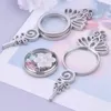 Hänge halsband stil elegant lotus blomma glas relicario po locket halsband för kvinnor bild flytande charm