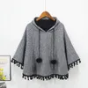 Shawls Autumn Cloak For Women Hooded Loose Tassel Retro Poncho Tops Ethnic Style Womens Shawl Fashion Bat Type Gray Capes 231013