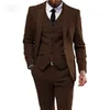 Brown Herringbone Tweed Men Suits na ślub 3 sztuki Paling Blazer Man Kostium Homme Ostatnia kurtka z smokingiem pan211f