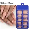 Fałszywe paznokcie 100pcs Fake Paznokcie przedłużanie paznokci Acryl Pełne pokrycie Solidny kolor Faux Tip Naciśnij narzędzia manicure palców#td56-