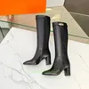 Luxury designer leather knee long boots winter fashion warm woman combat chelsea high heeled boot black brown riding brown knight boots