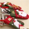 Christmas Decorations New Year Christmas Decorative Glove Shape Knife Fork Cutlery Set Packaging Bag Pocket Xmas Dinner Table Decor Si Dh64X