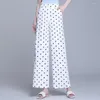 Women's Pants Polka Dot Printing Wide Leg Trousers Summer Women Korean High Waist Casual Straight Falling Sensation Loose Nine Points