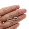 Europeiska kvinnliga smycken Simple Safety Pin Necklace Paled Cz Shiny Silver 925 Enkel senaste design Silver Jewelry241Q