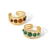 Anello versatile di nuova moda da donna popolare INS Anello di apertura cavo intarsiato con occhio di tigre in malachite verde / marrone per la festa