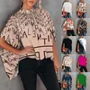 2023 Womens Casual Fashion Printed Split Bat Sleeve Tops Designer Ladies Loose Plus Size T-shirts Summer Clothes248H