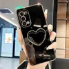 Étuis de téléphone portable Placage de luxe Love Heart Holder Phone Case pour Samsung Galaxy S20 Fe S21 Plus Ultra S22 5g S 20 21 S20fe Stand Silicone CoverL2310/16